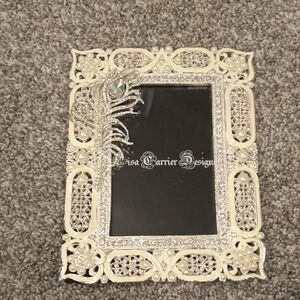 Vintage Lisa Carrier Designs Ornate pewter & ivory enamel Picture Frame 4x6" NWT
